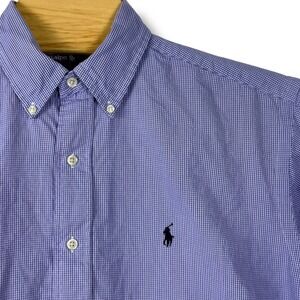 Ralph Lauren Button Down Shirt Mens M Blue Gingham Blake Long Sleeve Cotton